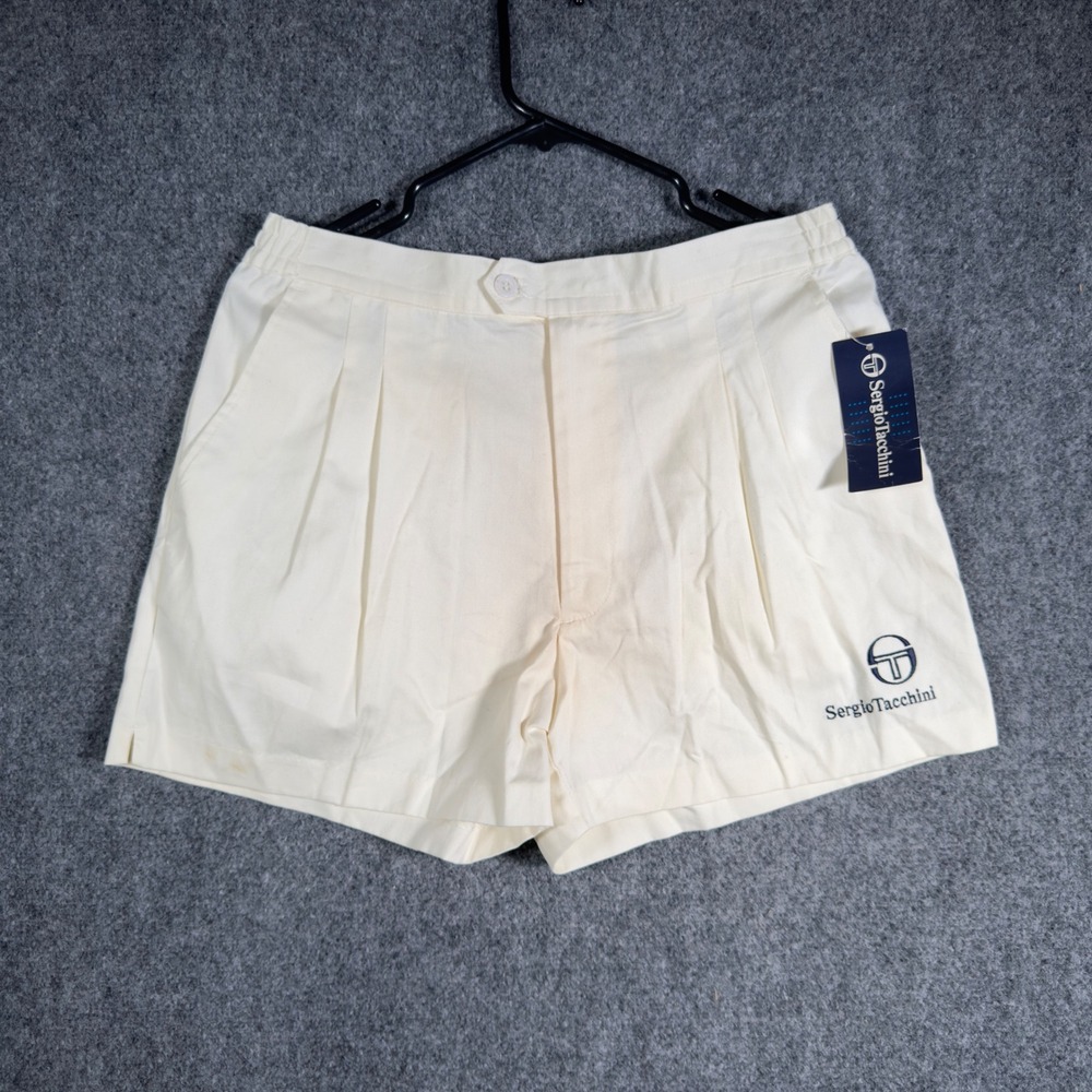 Vintage Sergio Tacchini New Compton Shorts Mens 34 White Fits 30 Tennis Pleated
